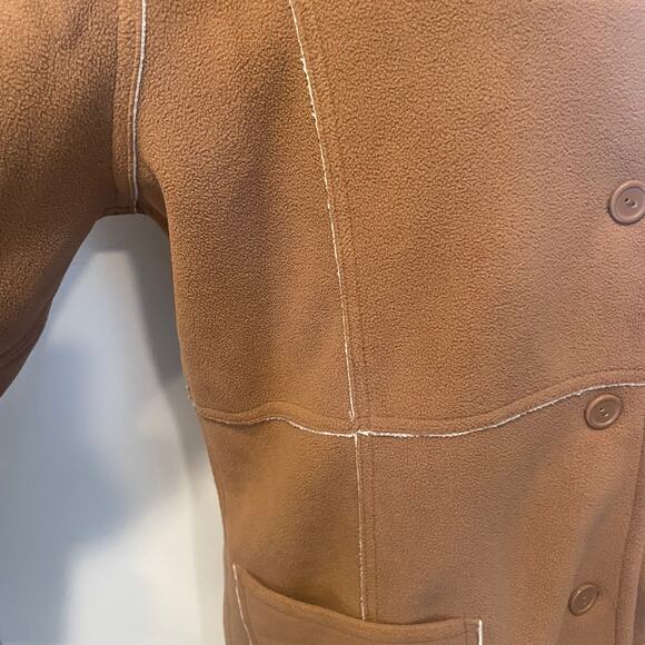 Susan Graver Weekend  Fleece  Sherpa Coat jacket Large button down pockets - Picture 5 of 14